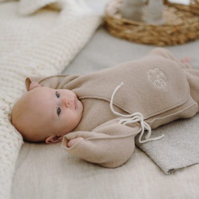 Newborn baby jacket embroidered, beige
